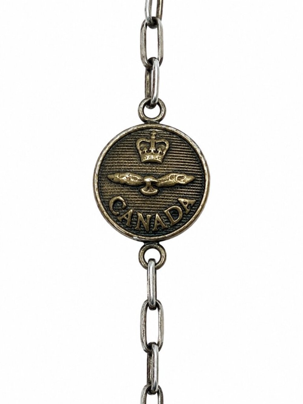 RCAF Crown & Wing Vintage Canadian Button Sterling Silver Bracelet